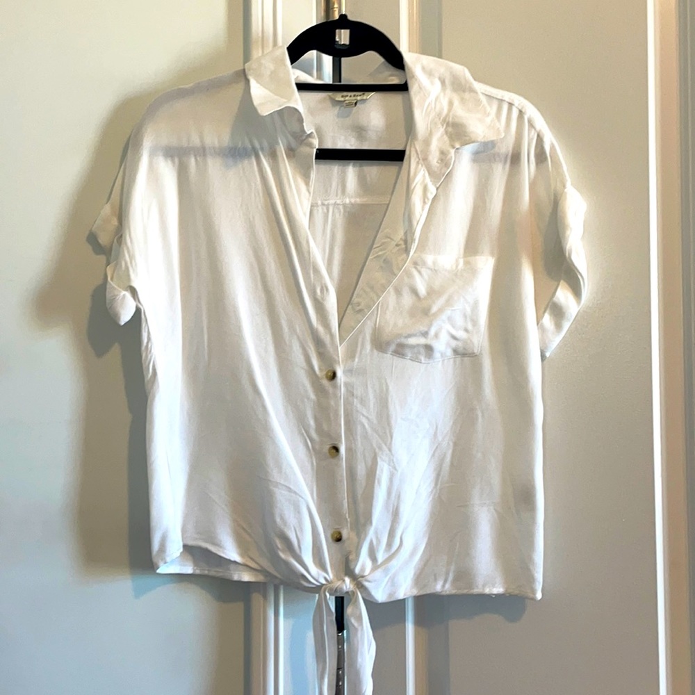 White tie button down shirt